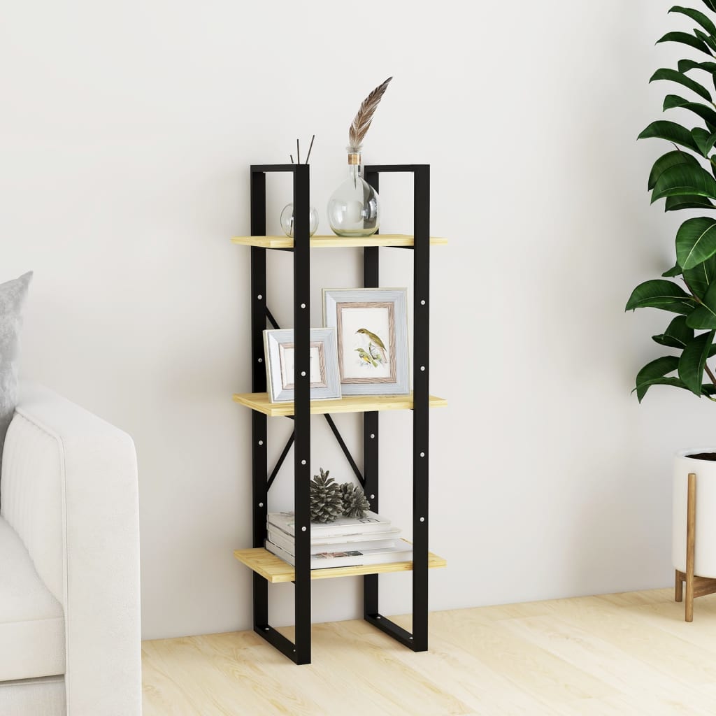 vidaXL 3-Tier Book Cabinet 40x30x105 cm Solid Pinewood - Brown