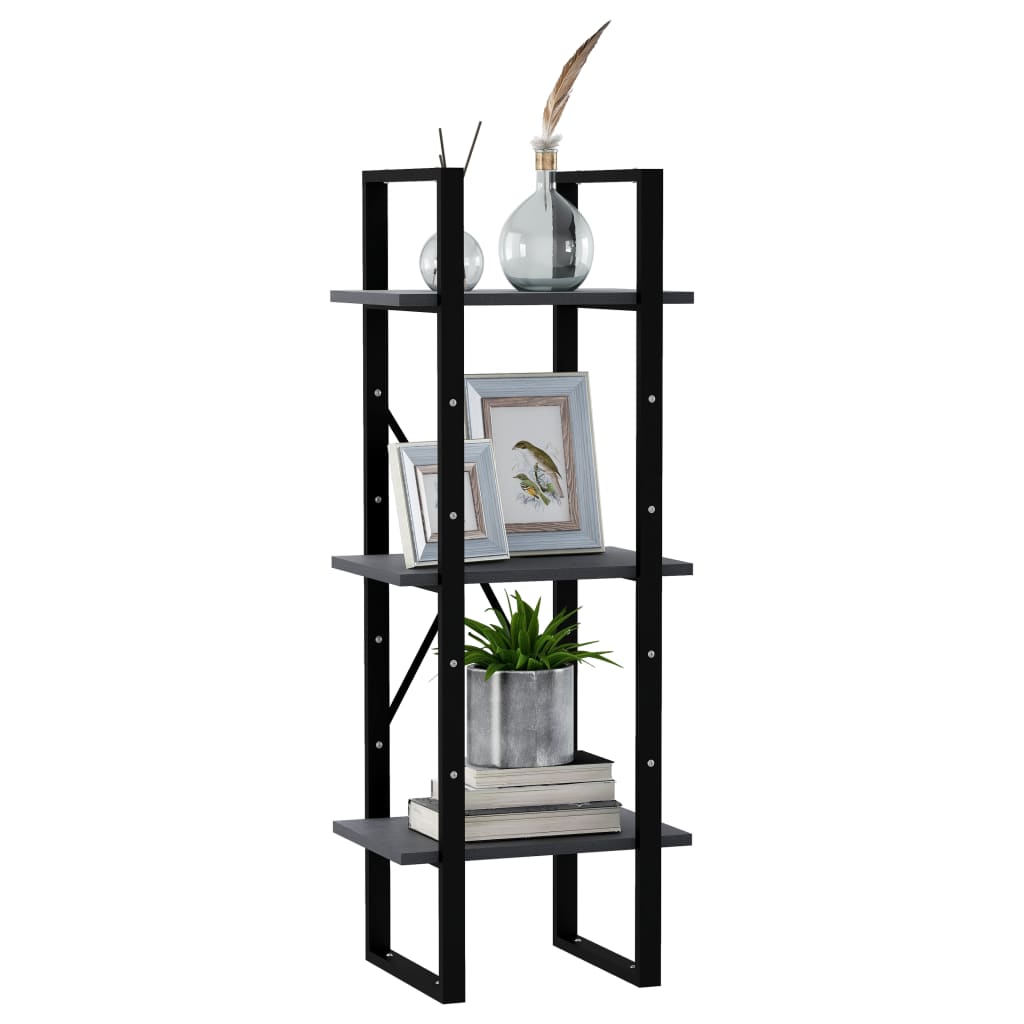 vidaXL 3-Tier Book Cabinet Grey 40x30x105 cm Solid Pinewood