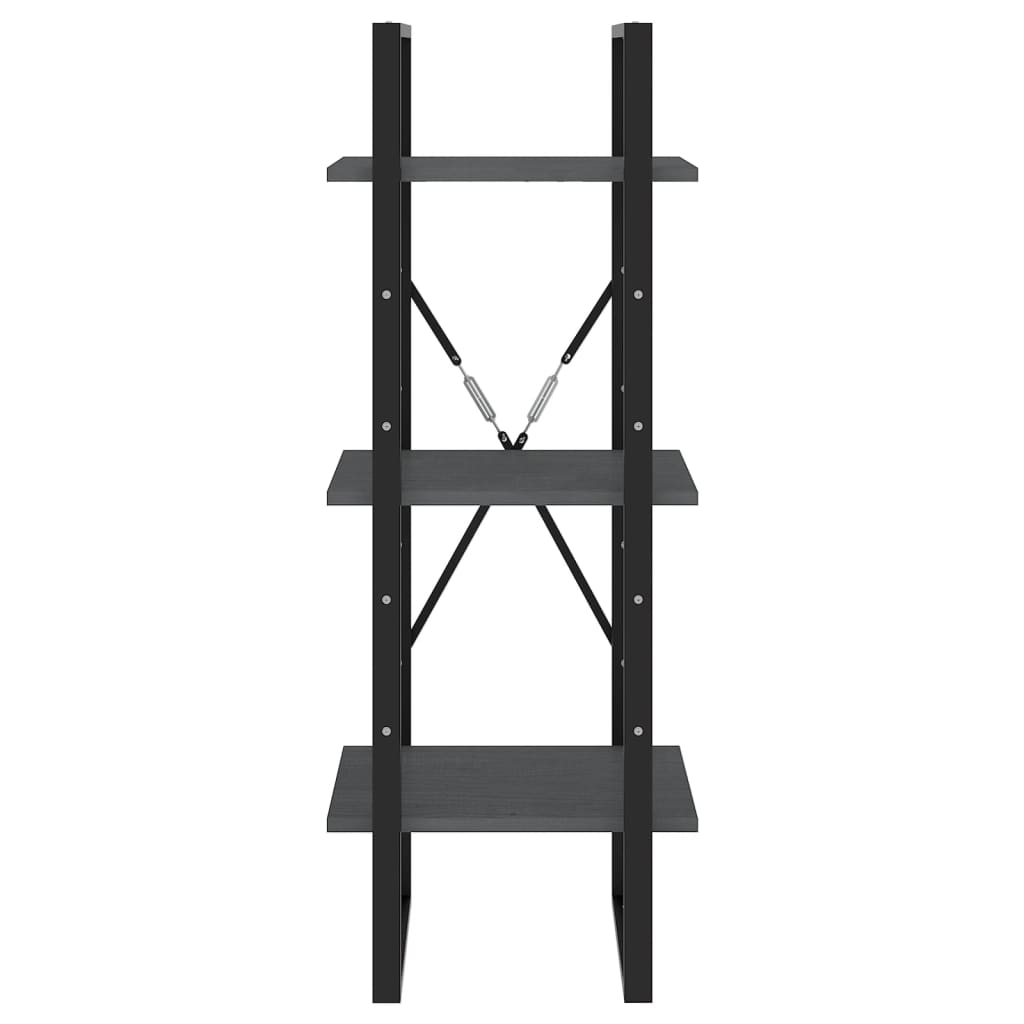 vidaXL 3-Tier Book Cabinet Grey 40x30x105 cm Solid Pinewood
