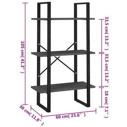 vidaXL Storage Shelf Grey 60x30x105 cm Engineered Wood