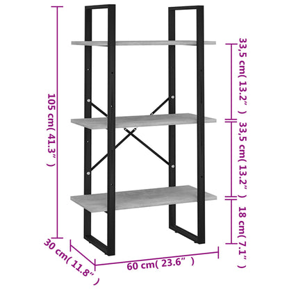 vidaXL Storage Shelf Concrete Grey 60x30x105 cm Engineered Wood