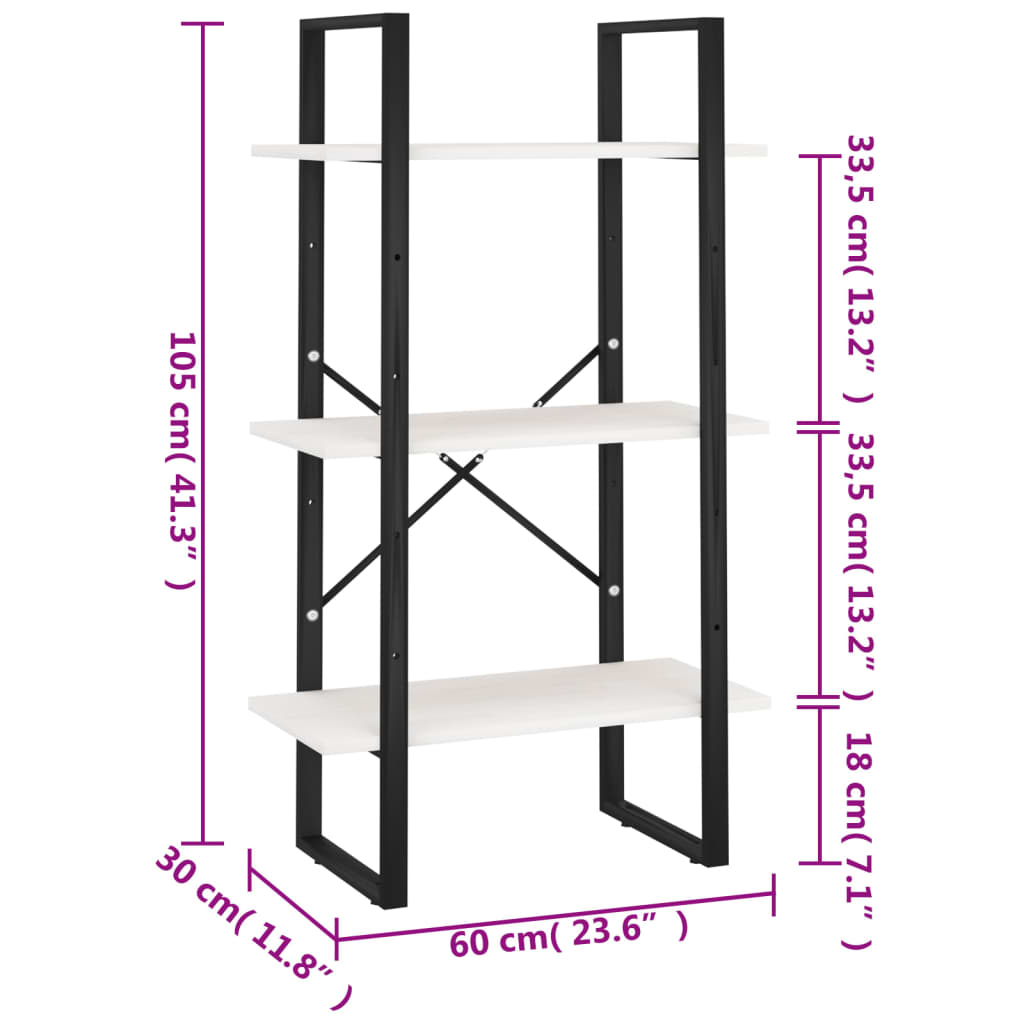 vidaXL Storage Shelf White 60x30x105 cm Solid Pine Wood