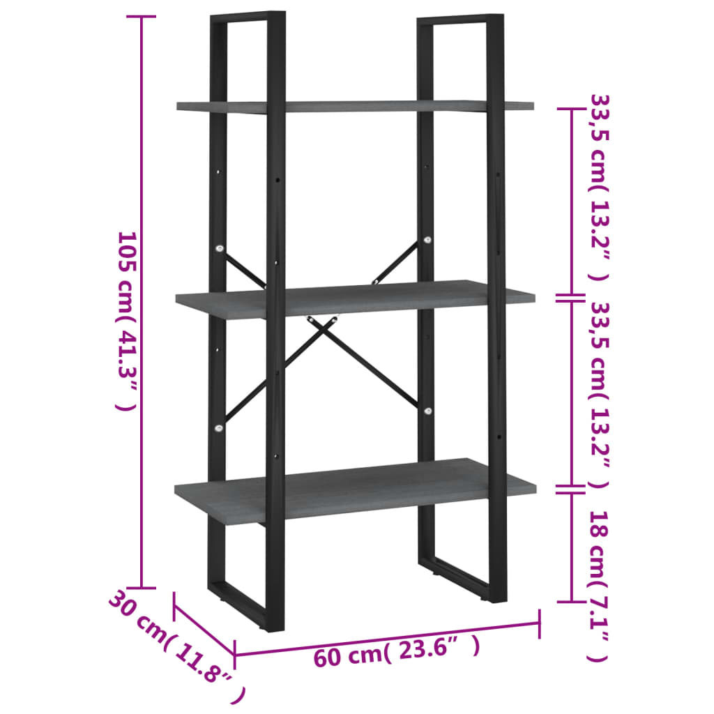 vidaXL Storage Shelf Grey 60x30x105 cm Solid Pine Wood