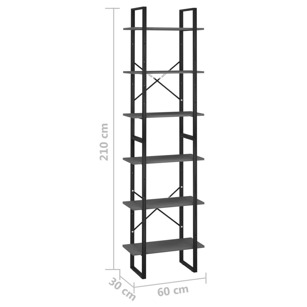 vidaXL Storage Shelf Grey 60x30x210 cm Engineered Wood