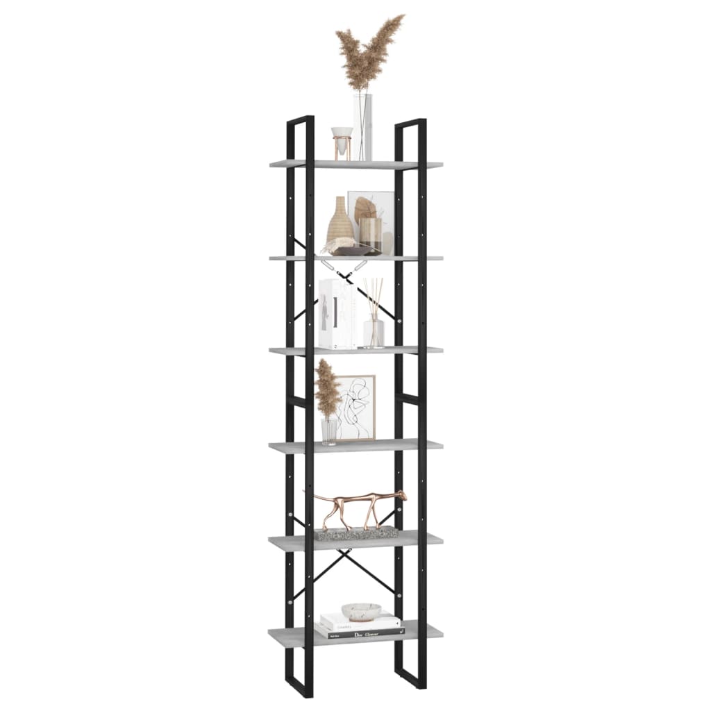 vidaXL Storage Shelf Concrete Grey 60x30x210cm Engineered Wood