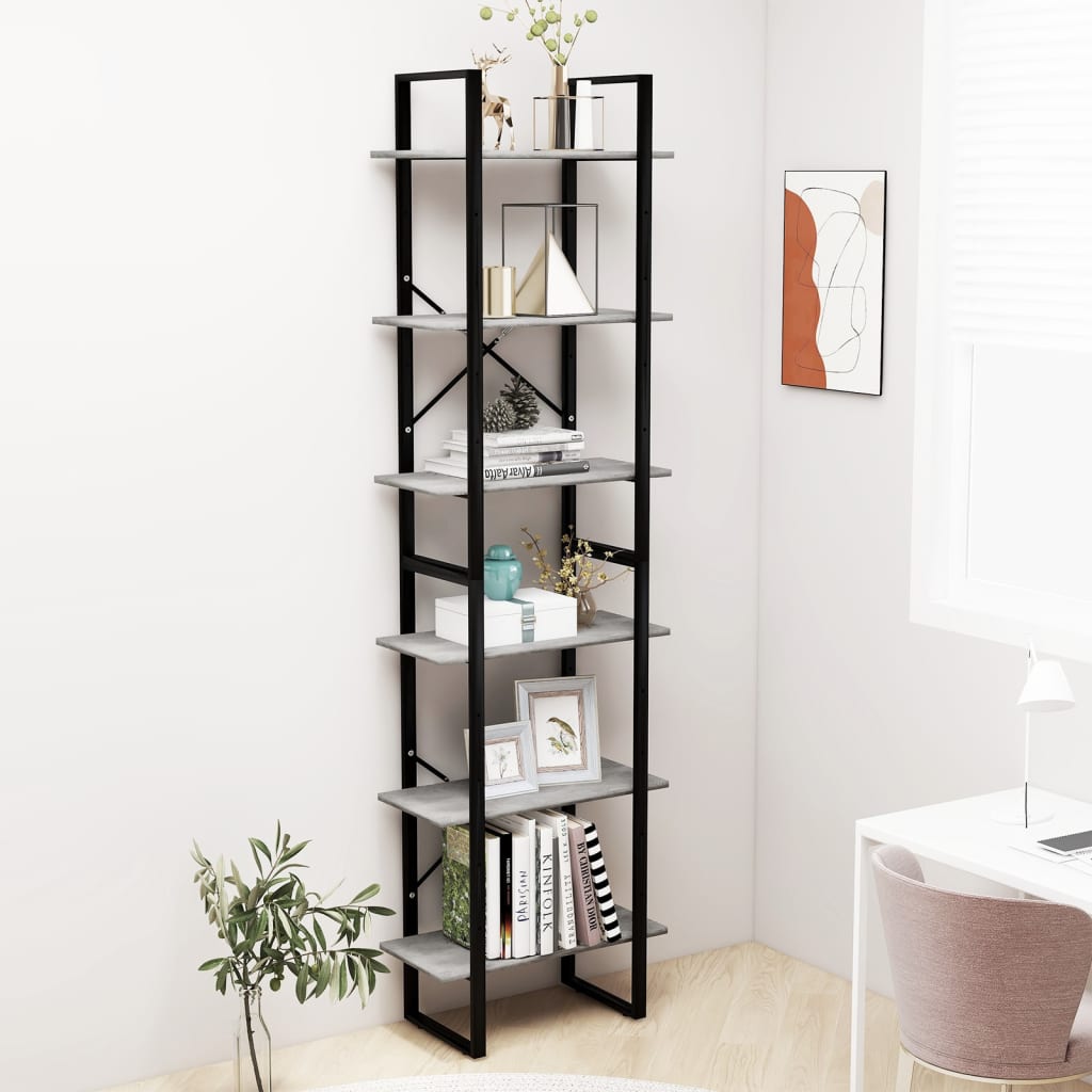 vidaXL Storage Shelf Concrete Grey 60x30x210cm Engineered Wood