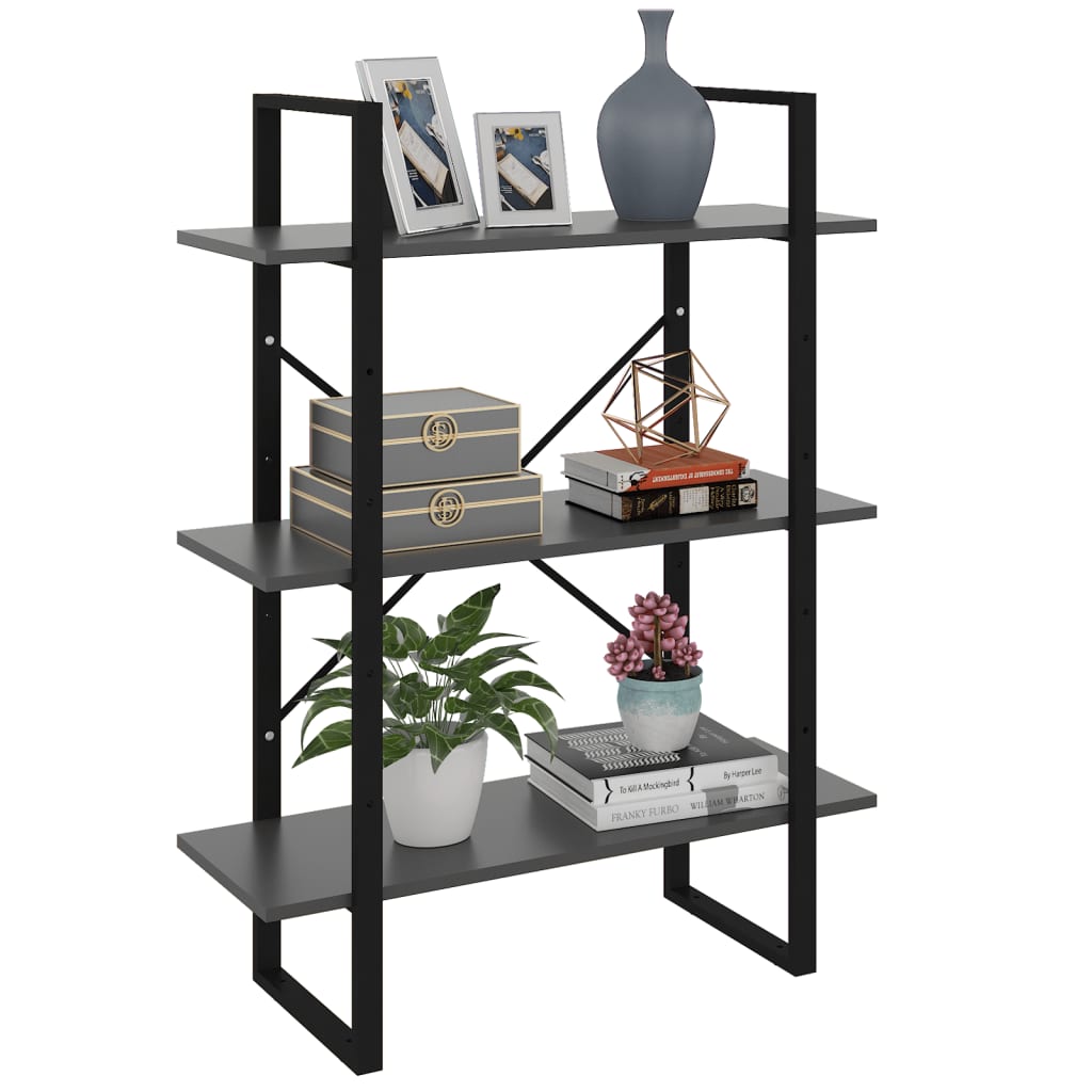 vidaXL Book Cabinet | Grey | Engineered wood and metal | Medium | Book Cabinet