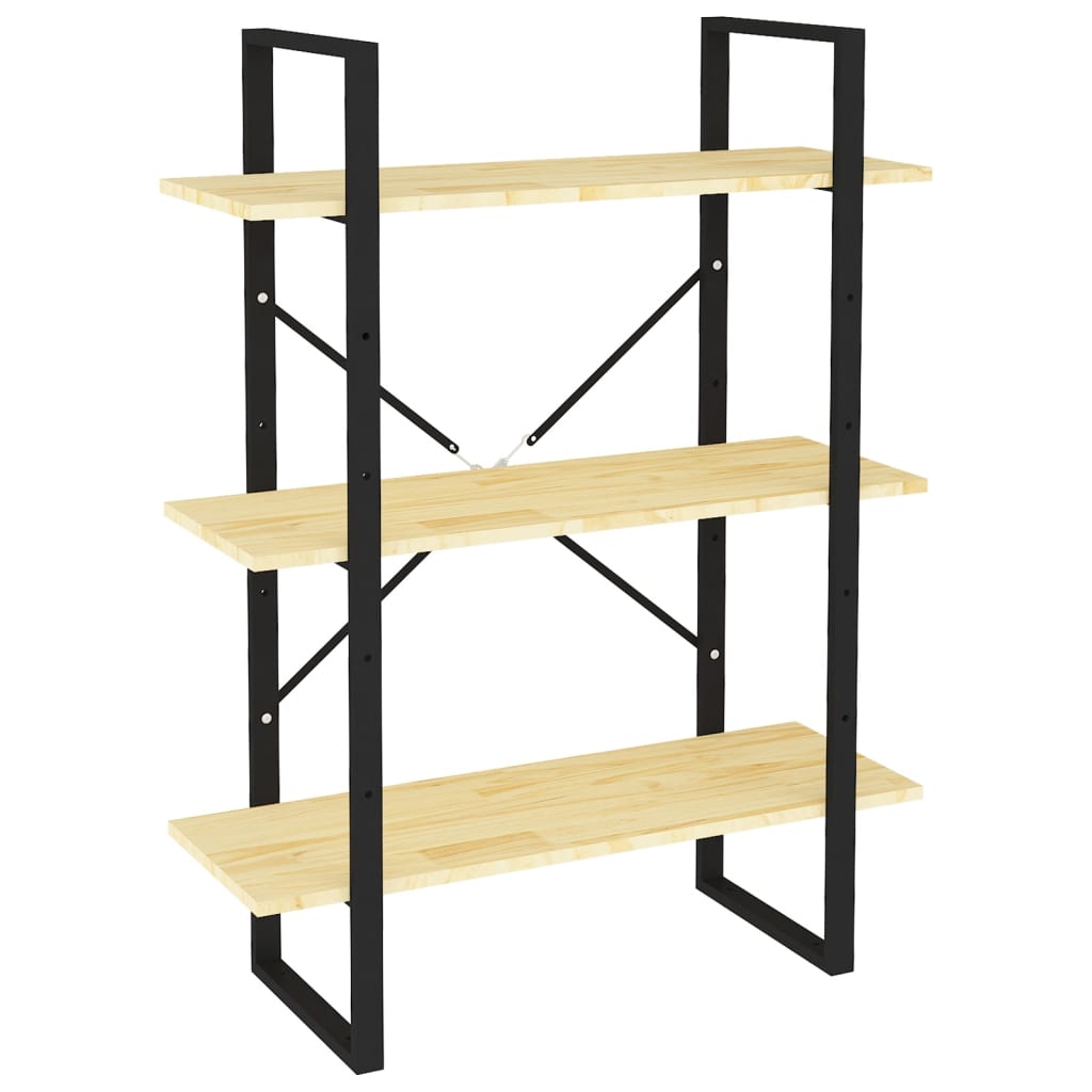 vidaXL 3-Tier Book Cabinet 80x30x105 cm Solid Pine Wood - Brown