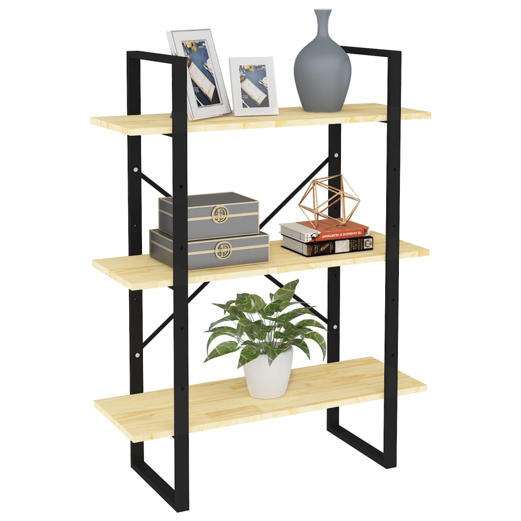 vidaXL 3-Tier Book Cabinet 80x30x105 cm Solid Pine Wood - Brown