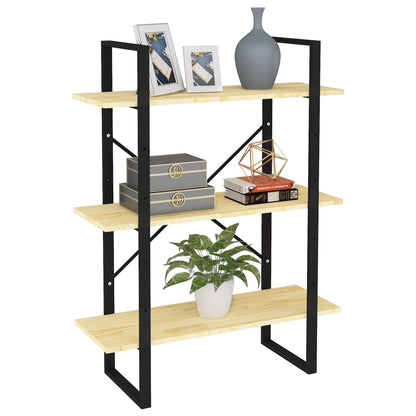 vidaXL 3-Tier Book Cabinet 80x30x105 cm Solid Pine Wood - Brown