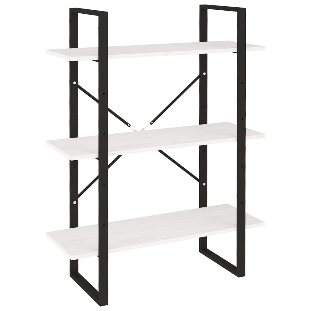 vidaXL 3-Tier Book Cabinet White 80x30x105 cm Solid Pine Wood