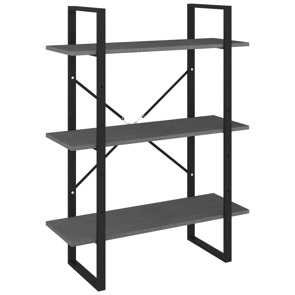 vidaXL 3-Tier Book Cabinet Grey 80x30x105 cm Solid Pine Wood