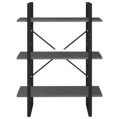 vidaXL 3-Tier Book Cabinet Grey 80x30x105 cm Solid Pine Wood