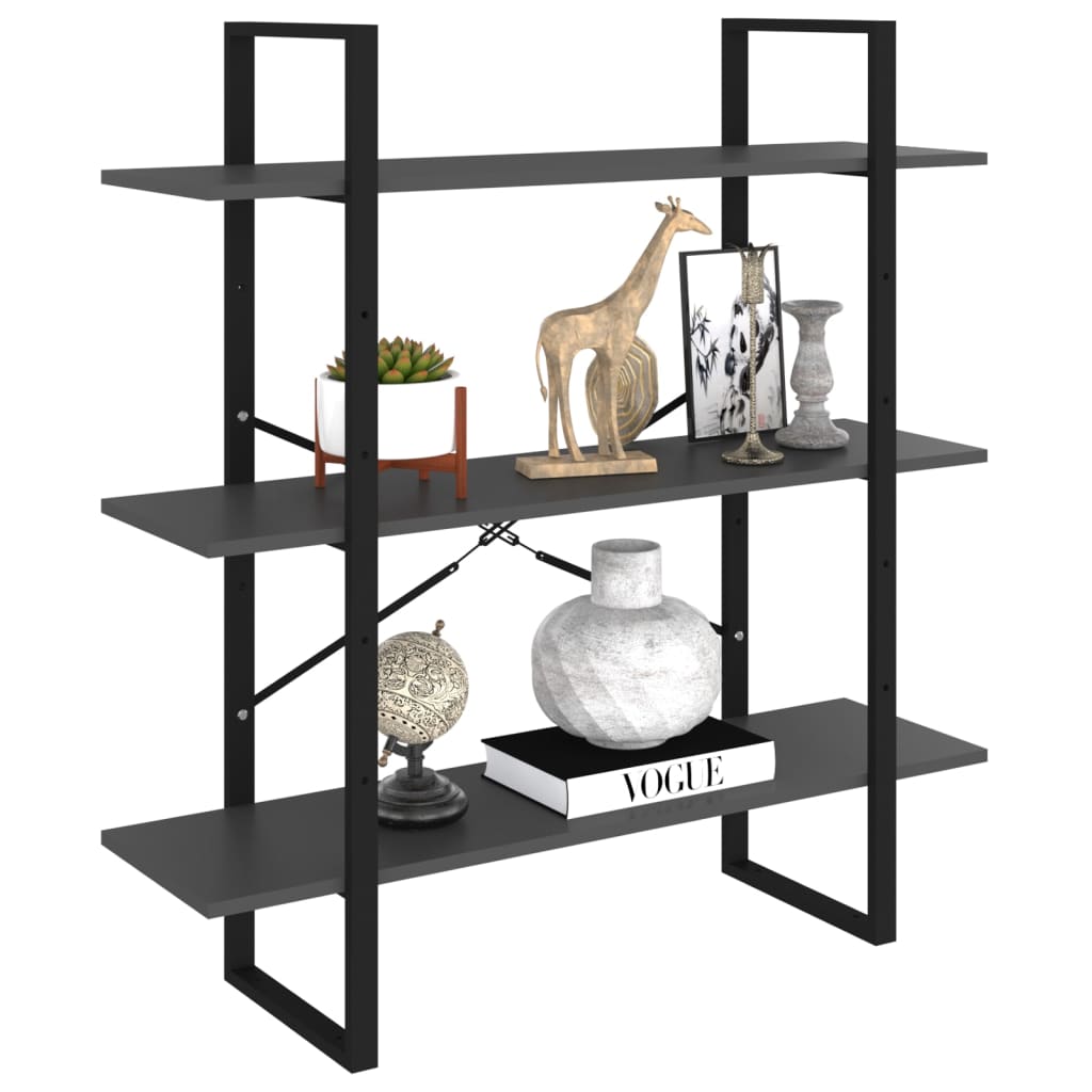vidaXL Book Cabinet Grey 100x30x105 cm Engineered Wood