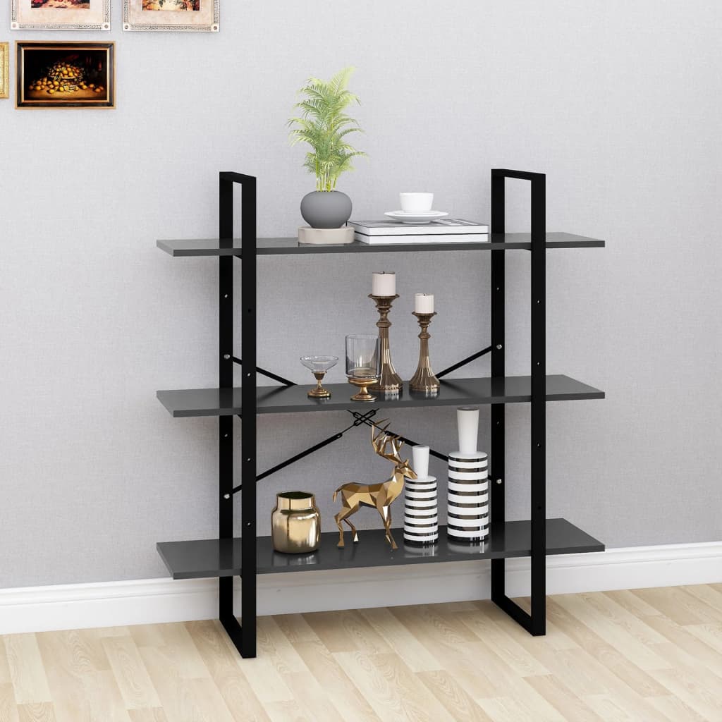 vidaXL Book Cabinet Grey 100x30x105 cm Engineered Wood