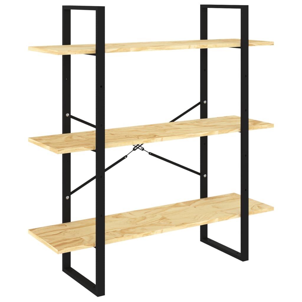 vidaXL 3-Tier Book Cabinet 100x30x105 cm Solid Pine Wood - Brown