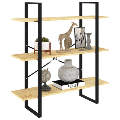 vidaXL 3-Tier Book Cabinet 100x30x105 cm Solid Pine Wood - Brown
