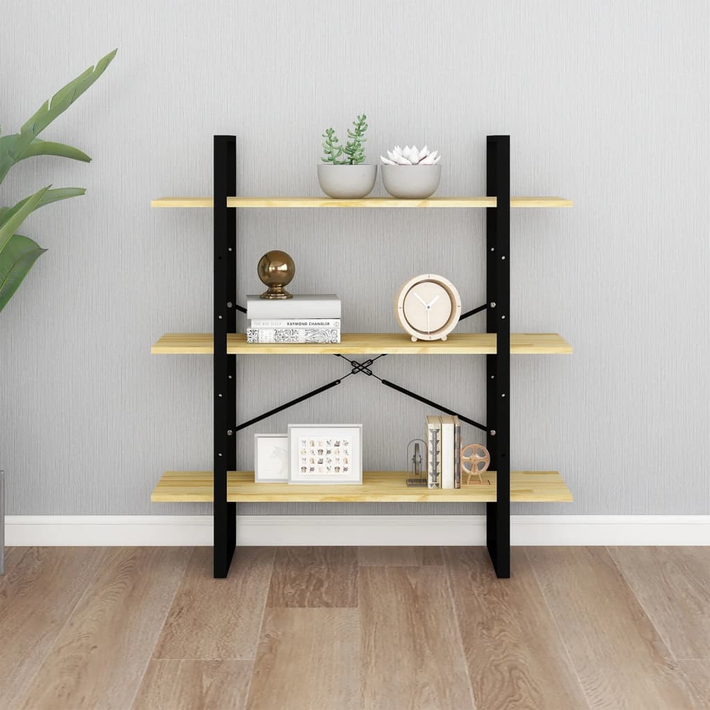 vidaXL 3-Tier Book Cabinet 100x30x105 cm Solid Pine Wood - Brown