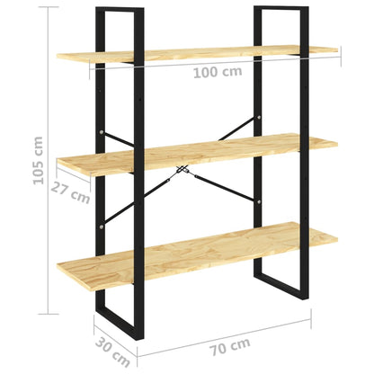 vidaXL 3-Tier Book Cabinet 100x30x105 cm Solid Pine Wood - Brown