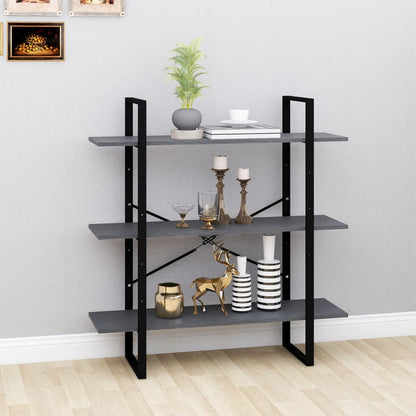 vidaXL 3-Tier Book Cabinet Grey 100x30x105 cm Solid Pine Wood