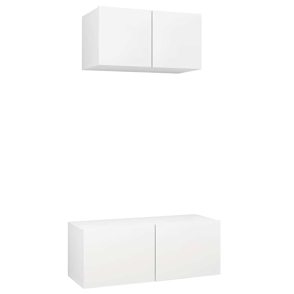 vidaXL 2 Piece TV Cabinet Set White Engineered Wood - 80 x 30 x 30 cm