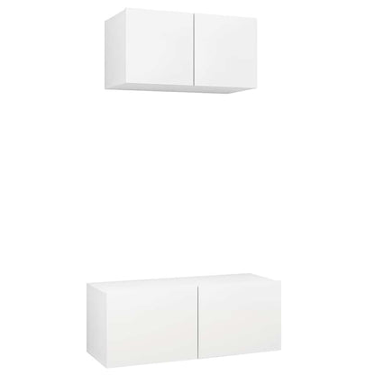 vidaXL 2 Piece TV Cabinet Set White Engineered Wood - 80 x 30 x 30 cm