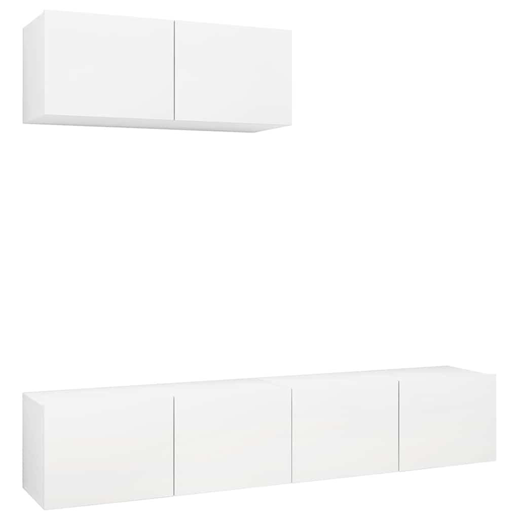 vidaXL 3 Piece TV Cabinet Set White Engineered Wood - 80 x 30 x 30 cm