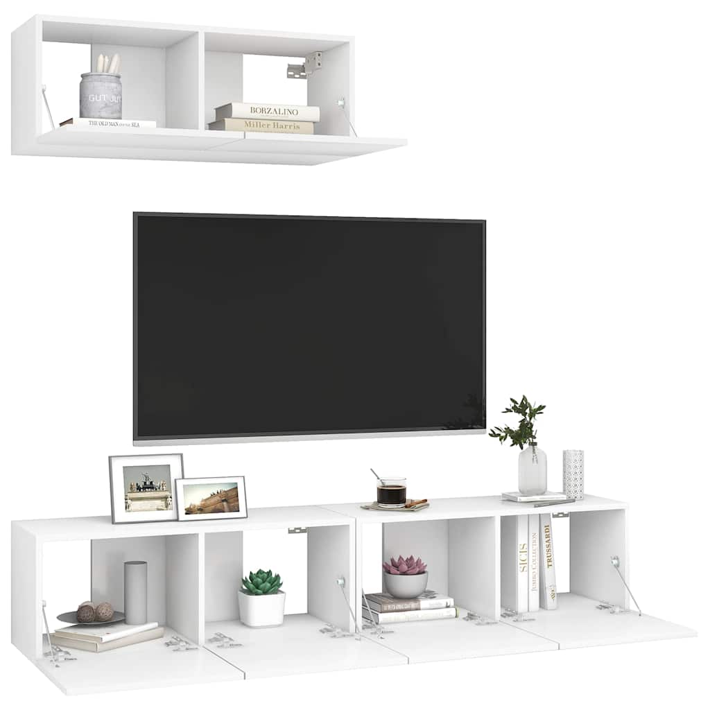 vidaXL 3 Piece TV Cabinet Set White Engineered Wood - 80 x 30 x 30 cm