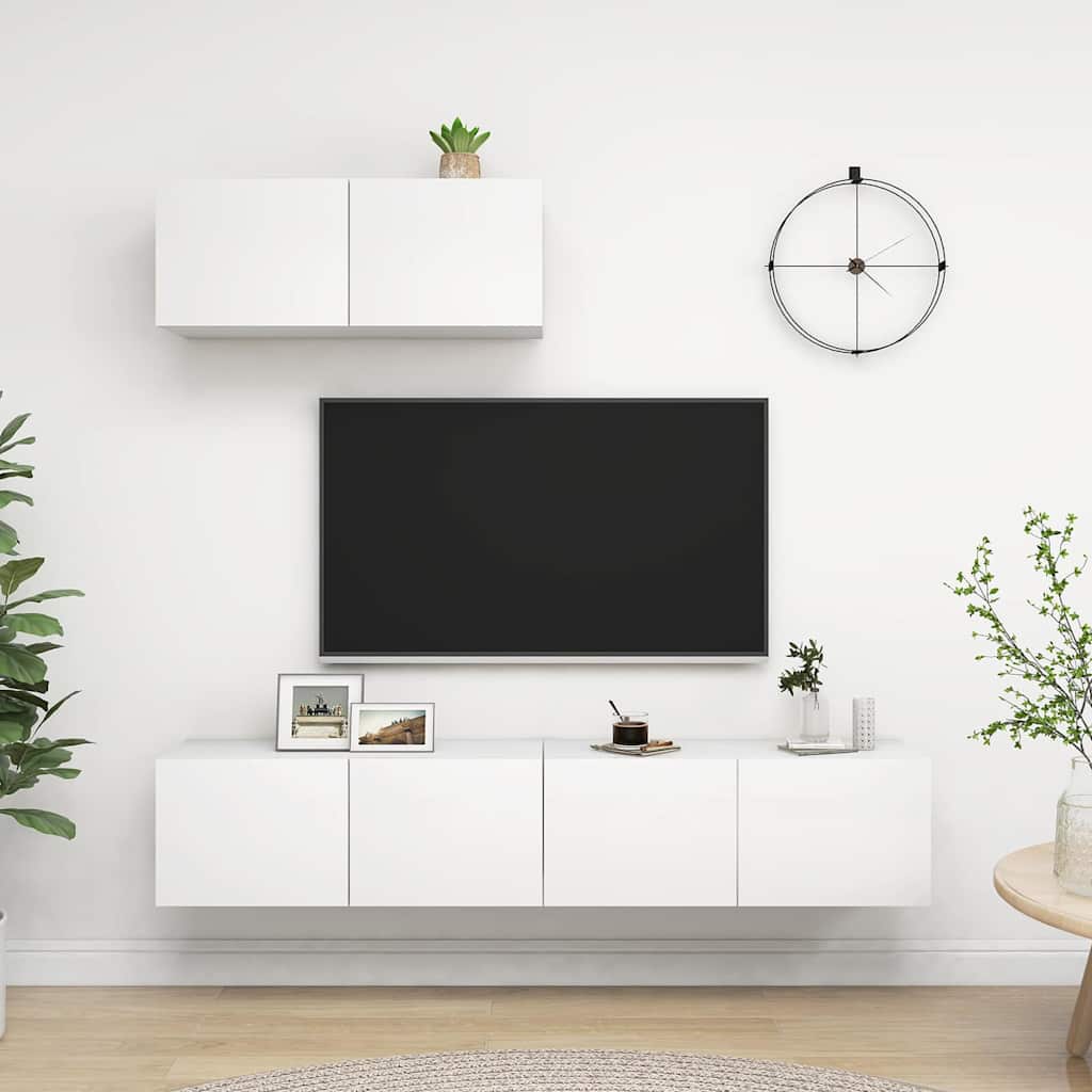 vidaXL 3 Piece TV Cabinet Set White Engineered Wood - 80 x 30 x 30 cm