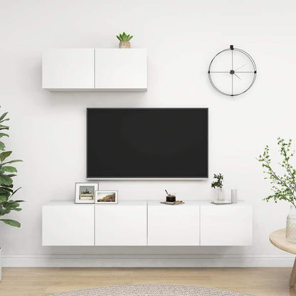 vidaXL 3 Piece TV Cabinet Set White Engineered Wood - 80 x 30 x 30 cm