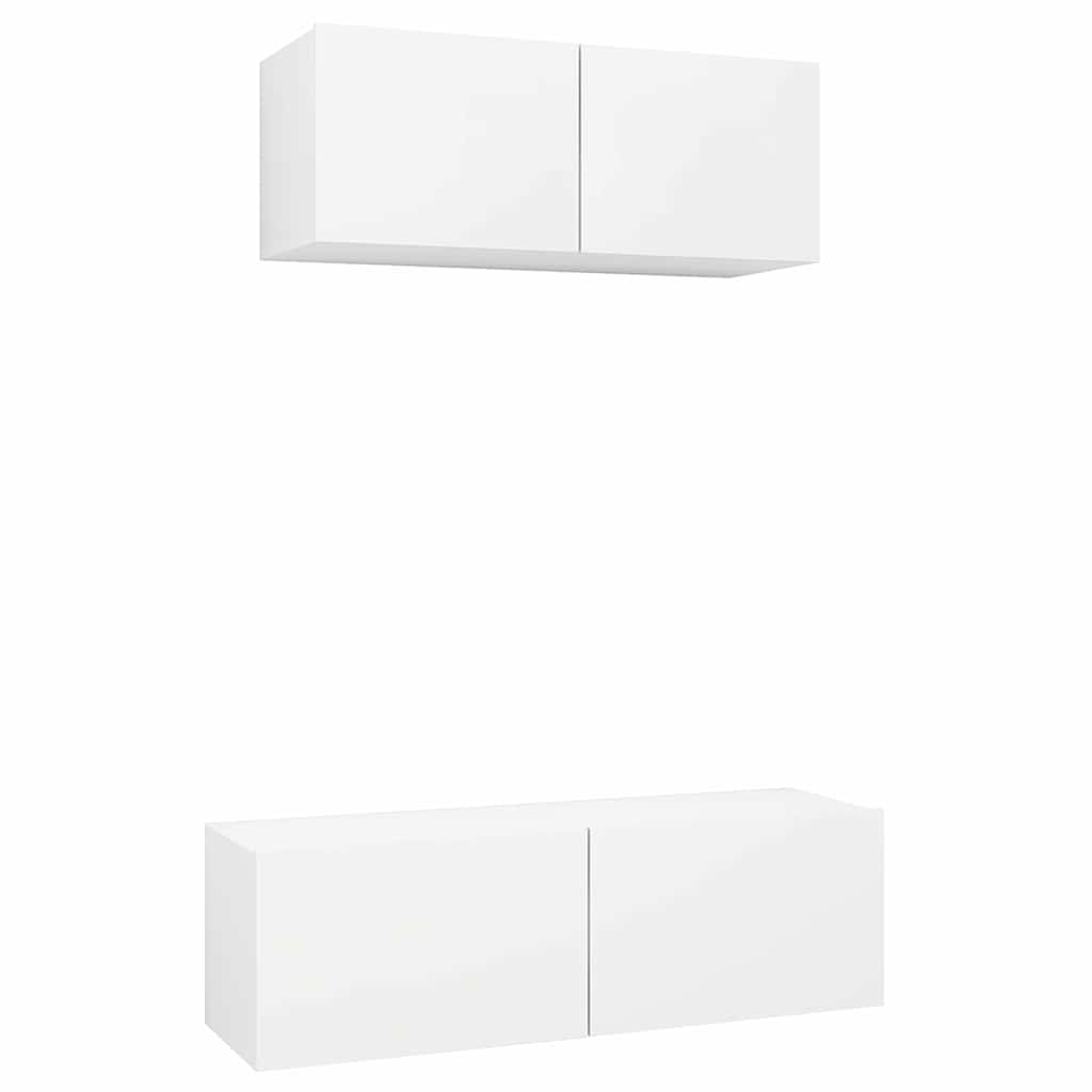 vidaXL 2 Piece TV Cabinet Set White Engineered Wood - 100 x 30 x 30 cm