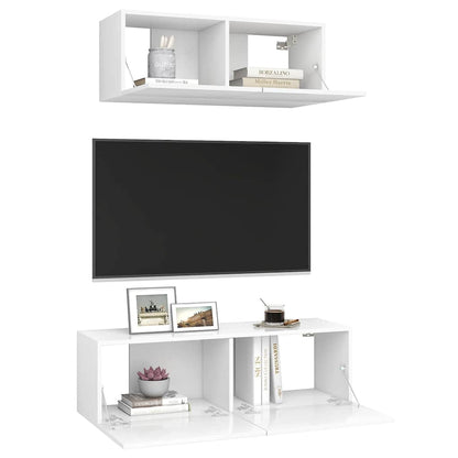 vidaXL 2 Piece TV Cabinet Set White Engineered Wood - 100 x 30 x 30 cm