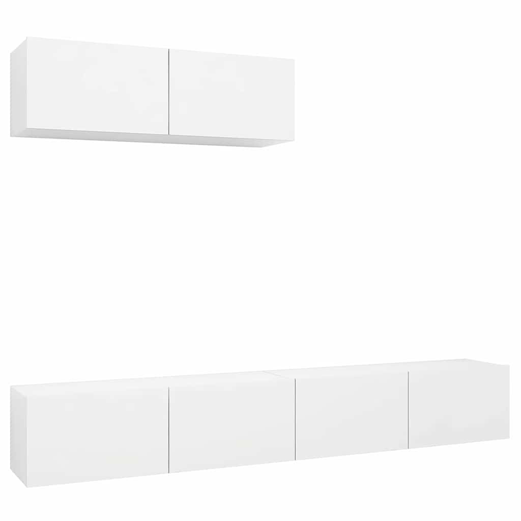 vidaXL 3 Piece TV Cabinet Set White Engineered Wood - 100 x 30 x 30 cm