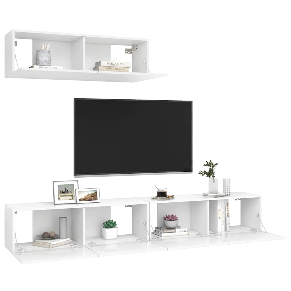vidaXL 3 Piece TV Cabinet Set White Engineered Wood - 100 x 30 x 30 cm