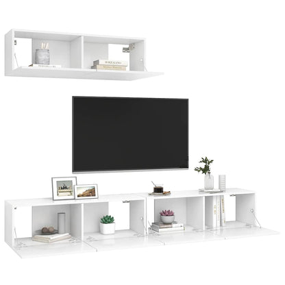 vidaXL 3 Piece TV Cabinet Set White Engineered Wood - 100 x 30 x 30 cm