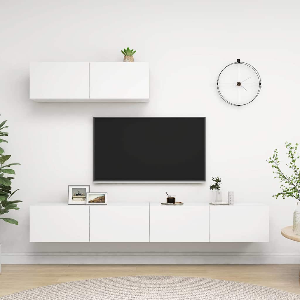 vidaXL 3 Piece TV Cabinet Set White Engineered Wood - 100 x 30 x 30 cm
