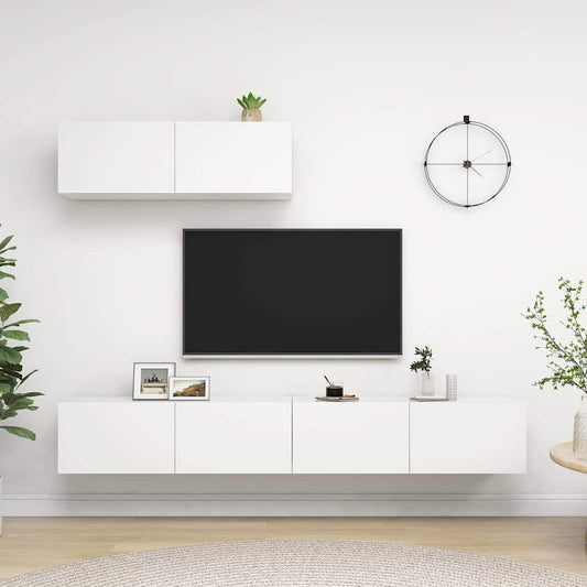 vidaXL 3 Piece TV Cabinet Set White Engineered Wood - 100 x 30 x 30 cm