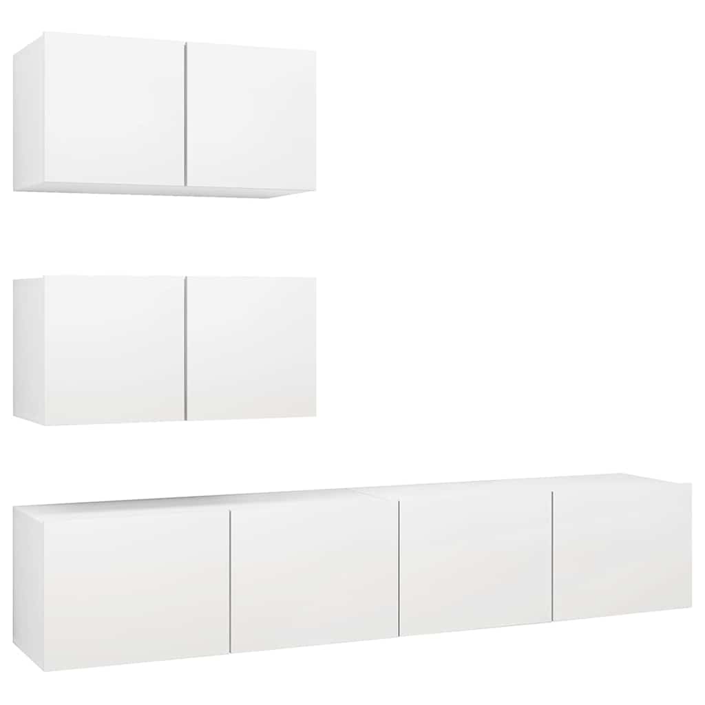 vidaXL 4 Piece TV Cabinet Set White Engineered Wood - 80 x 30 x 30 cm