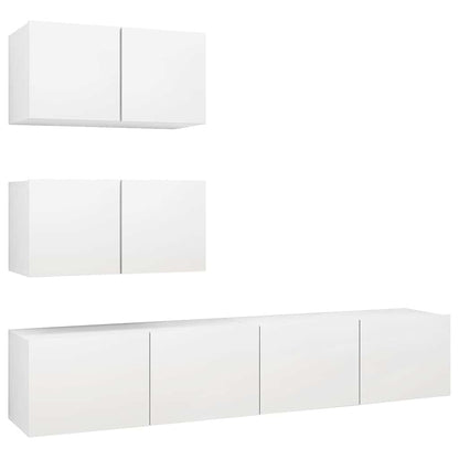 vidaXL 4 Piece TV Cabinet Set White Engineered Wood - 80 x 30 x 30 cm