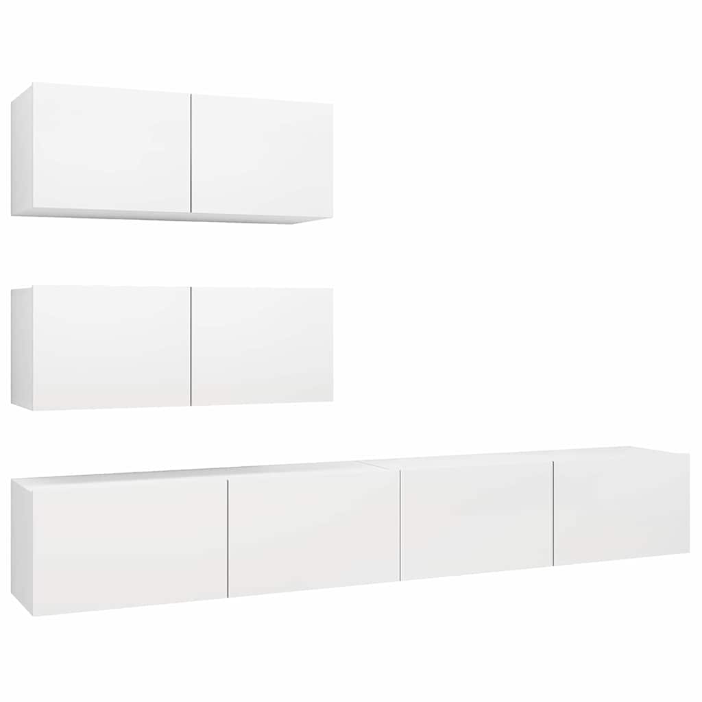 vidaXL 4 Piece TV Cabinet Set White Engineered Wood - 100 x 30 x 30 cm
