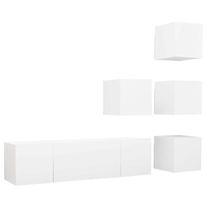 vidaXL 6 Piece TV Cabinet Set White Engineered Wood - 60 x 30 x 30 cm