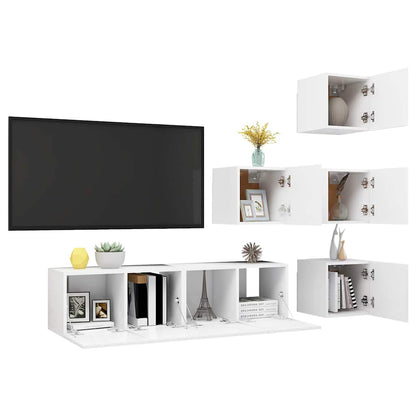 vidaXL 6 Piece TV Cabinet Set White Engineered Wood - 60 x 30 x 30 cm