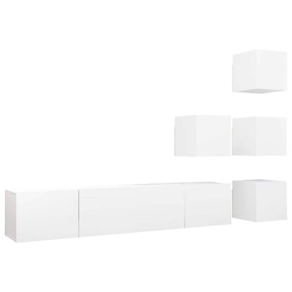 vidaXL 6 Piece TV Cabinet Set White Engineered Wood - 80 x 30 x 30 cm