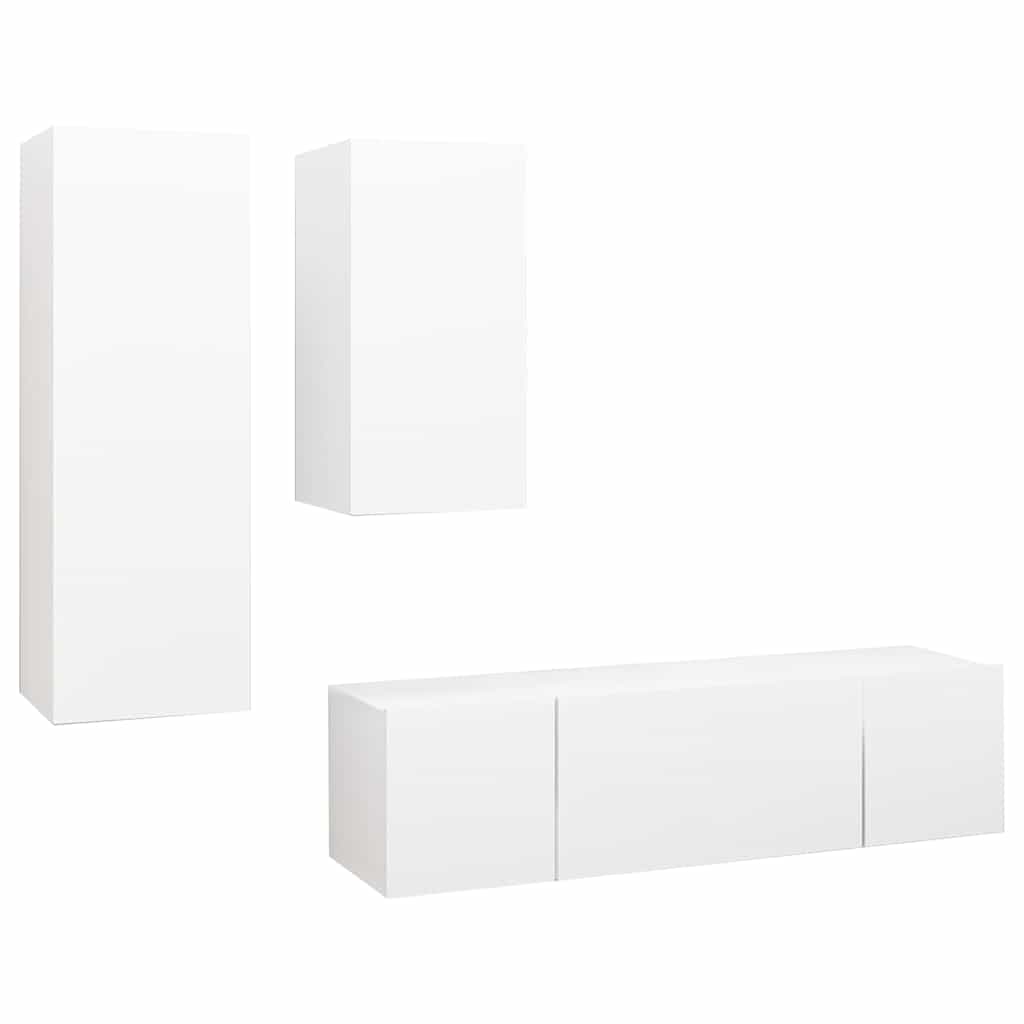 vidaXL 4 Piece TV Cabinet Set White Engineered Wood - 60 x 30 x 90 cm