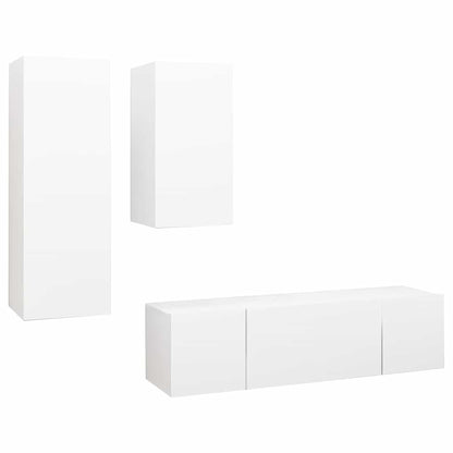 vidaXL 4 Piece TV Cabinet Set White Engineered Wood - 60 x 30 x 90 cm