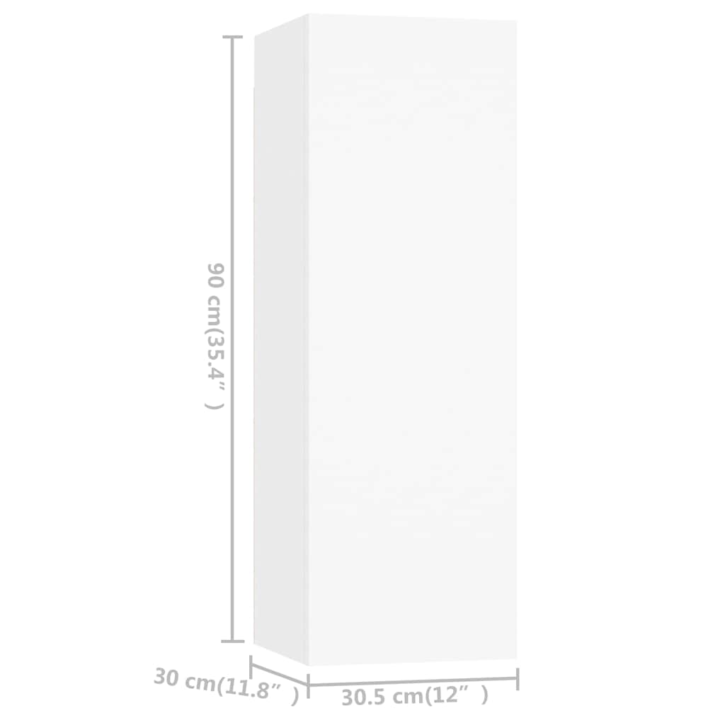 vidaXL 4 Piece TV Cabinet Set White Engineered Wood - 60 x 30 x 90 cm