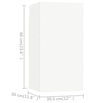 vidaXL 4 Piece TV Cabinet Set White Engineered Wood - 60 x 30 x 90 cm