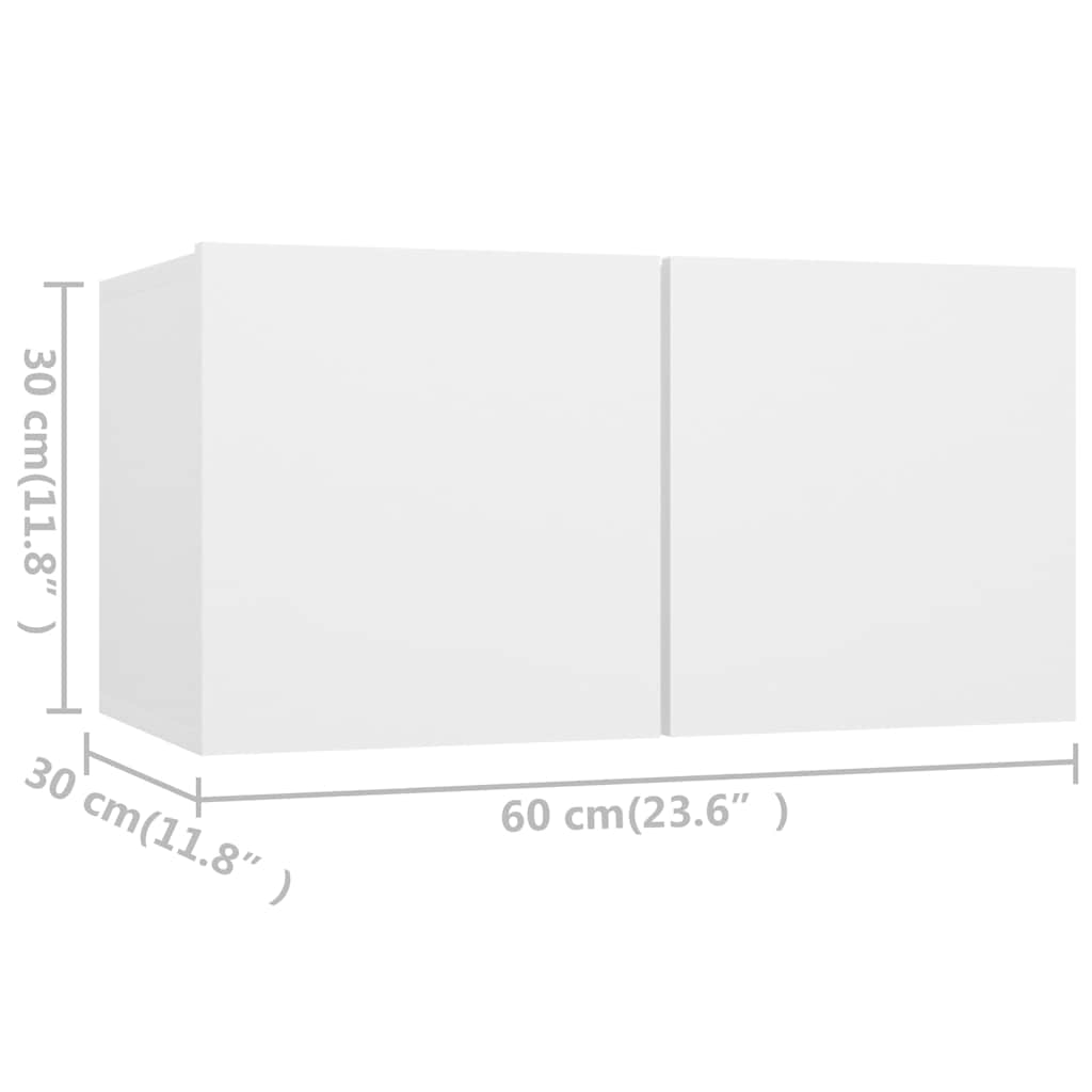 vidaXL 4 Piece TV Cabinet Set White Engineered Wood - 60 x 30 x 90 cm