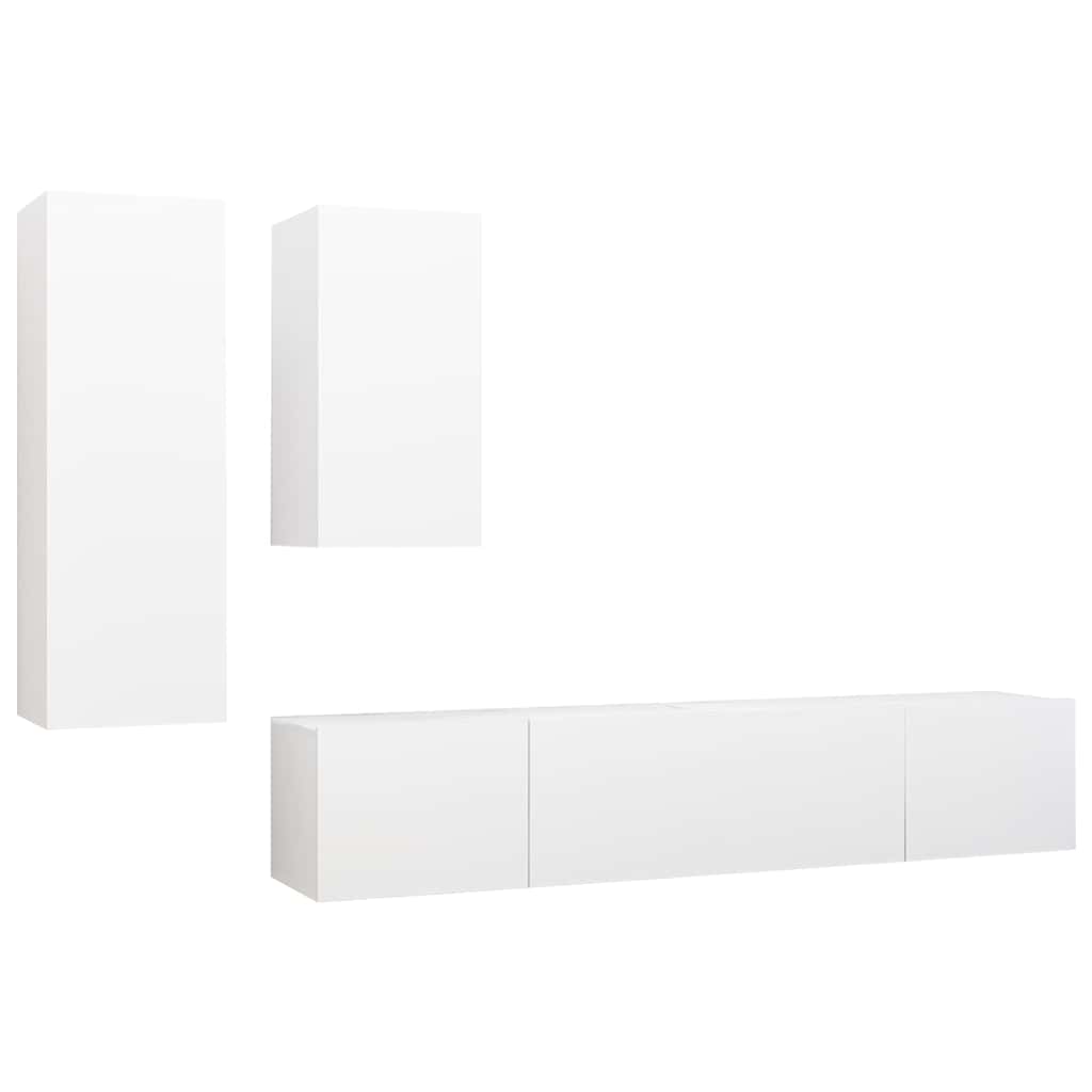vidaXL 4 Piece TV Cabinet Set White Engineered Wood - 80 x 30.5 x 30 cm