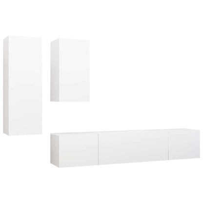 vidaXL 4 Piece TV Cabinet Set White Engineered Wood - 80 x 30.5 x 30 cm